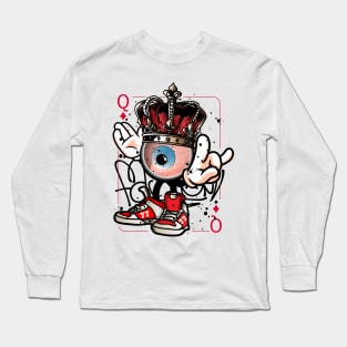 Playing Card Queen Monster Graffiti Street Art Long Sleeve T-Shirt